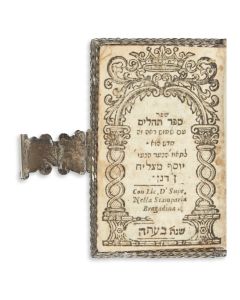 <<Italian Small Silver Filigree Binding.>> Decorated with fine foliate filigree, corded borders, cast filigree clasp. Unmarked. <<Fitted with:>> Sepher Tehilim [Psalms]. Venice 1717.
