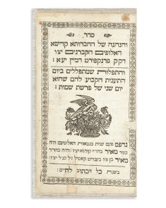 Seder VeHanhagah shel HaChevrutha Kadisha [penitential prayers for members of the Frankfurt Burial Society].