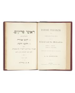 <<A.B. Ehrlich.>> Rashei Perakim. Being Selections from the Talmud and the Midrashim… Arranged for the Use of Students.