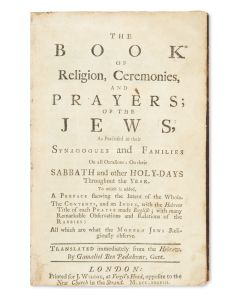 <<Gamaliel ben Pedahzur>> (i.e. Abraham Mears). The Book of Religion, Ceremonies, and Prayers of the Jews.