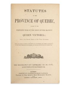 <<(Canada).>> Statutes of the Province of Quebec.