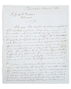 <<Leeser, Isaac.>> Autograph Letter Signed, written in English to Jacob D. Vandever.