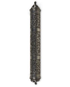 Cylindrical case elegant openwork throughout. Removable lid at top Length: 11 inches (28 cm).