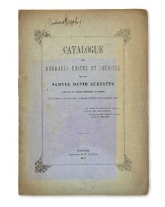 Isaiah Luzzatto. Reshimat HaMichtavim HaNidpasim - Catalogue des Ouvrages Edites et Inédites de Samuel David Luzzatto.