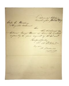 <<Mordecai, Captain Alfred.>> Letter Signed written to Captain Edward Harding.