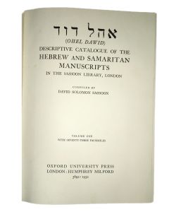 <<SASSOON, DAVID SOLOMON.>> Ohel Dawid. Descriptive Catalogue of the Hebrew And Samaritan Manuscripts in the Sassoon Library
