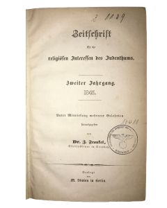 (Ed.) Zeitschrift fuer die religiosen Interessen des Judenthums.