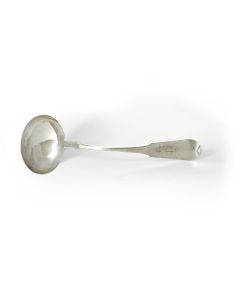 A coin-silver soup-ladle made by <<Solomon Ralph Biesenthal >>of Louisville Kentucky (1829-1903). Engraved “Remember Jetta Gerstley.” Marked: “SRBiesenthal Louisville.”
