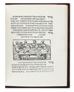 The Augsburg 1534 Hagadah. Facsimile edition. Produced by J. Schwarcz from the copy formerly in the collection of Chief Rabbi of Prague David Oppenheimer, and now housed in the British Library, London.