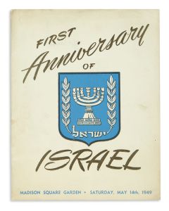 First Anniversary Celebration, State of Israel. Madison Square Garden, Saturday Evening, May 14th, 1949.