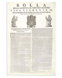 Bolla della Santita di Nostro Signore Papa Clemente XI, a fauore degli Ebrei, & altri Infedeli conuertiti alla Fede Cristiana.