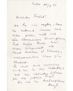 (Father of Political Zionism, 1860-1904). Autograph Letter Signed, in German.