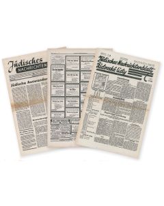 Jüdisches Nachrichtenblatt. Large collection of more than 100 issues of the Berlin edition from 1940-42. <<* And: >> Two issues from the Prague edition, 1944-45 - including the final issue.