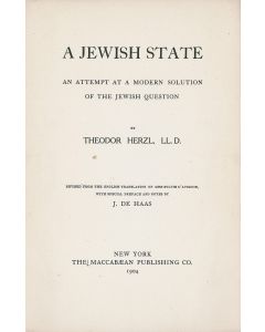 Theodor Herzl. A Jewish State.