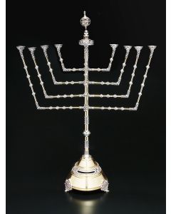 TALL SILVER AND BRASS MICHAEL ENDE MENORAH.