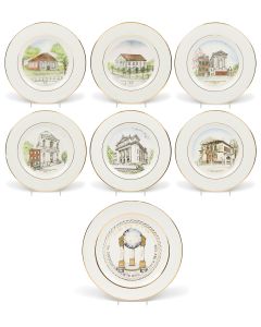 SUITE OF AMERICAN COMMEMORATIVE SYNAGOGUE PLATES.