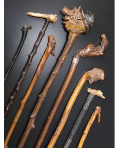 GROUP OF EIGHT CONTINENTAL ANTI-SEMITIC WALKING STICKS.
