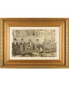 Yemenite Scholars. Large Etching. Signed by Lilien in pencil lower right.