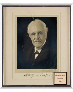 (British Prime Minister, 1848-1930.) Black-and-white photographic portrait, signed on lower margin.