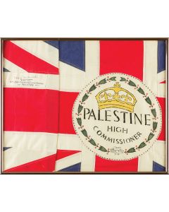Flag of the High Commissioner of Palestine. Attached: Linen strip bearing autograph signature of Sir Harold MacMichael.