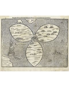 The celebrated, figuratively executed “Clover Leaf Map.” Double-page woodcut map.
