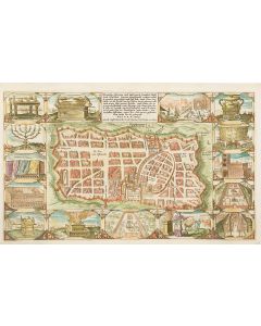 “Waeractige beschryvinge vande wydvermaerde Conincklicke Hooft Stadt Ierusalem.” Double-page, hand-colored copperplate map.
