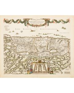 “Terra Sancta, sive Promissionis, olim Palestina.” Double-page hand-colored copperplate map.