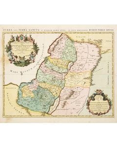 “Iudaea seu Terra Sancta quae Hebraeorum sive Israelitarum in suas duodecim Tribus divisa.” Hand-colored copperplate map.