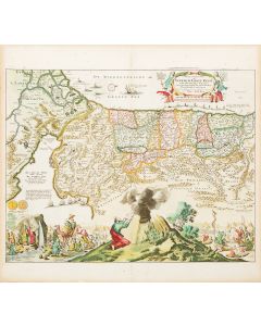 “Perigrinatie ofte Veertich-Iarige Reyse der Kinderen Israels.” Double-page hand-colored copperplate map.