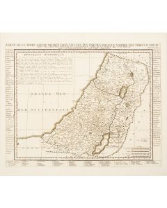 “Carte de la Terre Sainte divisee dans toutes ses partis selon le nombre des Tribus d’Israel avec une liste des Evechez de la Palestine…” Copperplate map.