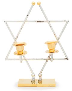 Modernist design of two halves of a Star-of-David, complete when side-by-side. Marked. Height: 8.5 inches.