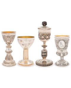FOUR LARGE SILVER GOBLETS