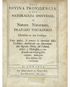 De la Divina Providencia, o sea Naturaleza Universal, o Natura Naturante, Tratado Theologico.