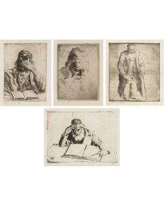 Portraits of religious bearded men. Group of four etchings.