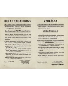 “Bekanntmachung…” Public Notice issued by Karl Hermann Frank, SS Obergruppenführer of the Reichsprotektorats of Bohemia and Moravia.