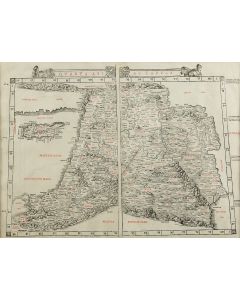 Quarta Asiae Tabula. Double-page woodcut map in red and black by Bernardus Sylvanus.