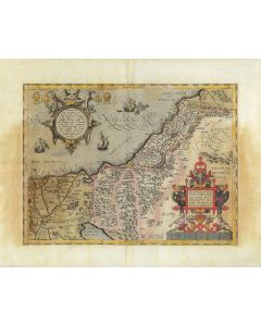 “Palaestinae sive totius terrae promissionis nova descriptio…” Hand-colored copperplate map, two sheets cojoined.