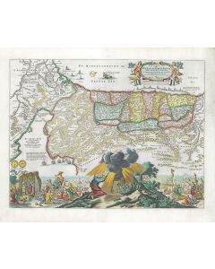 “Perigrinatie ofte Veertich-Iarige Reyse der Kinderen Israels.” Double-page, hand-colored copperplate map.
