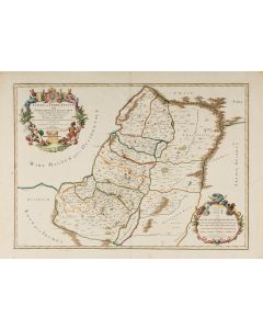 “Iudaea seu Terra Sancta quae Hebraeorum sive Israelitarum in suas duodecim Tribus divisa.” Hand-colored copperplate map.