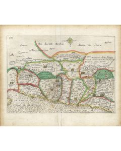 “The desert Arabia / Arabia the stonie.” Hand-colored copperplate map, two sheets cojoined.