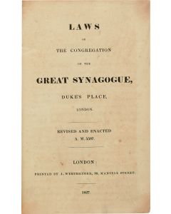 Takanoth… de K. K. Beth Haknesseth HaGedolah: Laws of the Congregation of the Great Synagogue, Duke’s Place, London.