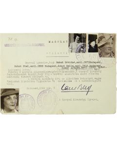 Letter of Protection issued to four female members of the Kohut family. Prepared by <<Angel Sanz Briz>> with his stamped signature and endorsement Legación de España en Budapest.