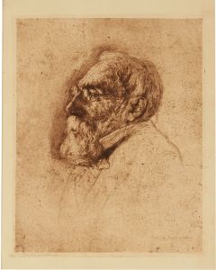 Joseph Israels. Three-quarter view bust portrait facing left.