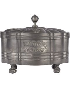 RUSSIAN PEWTER ETHROG CONTAINER.