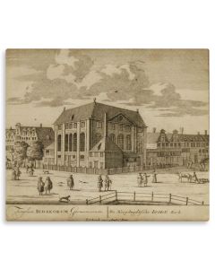 The Great Synagogue of the Ashkenazic Community of Amsterdam. Exterior. Title in Latin and Dutch.