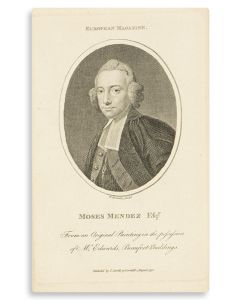 Portrait of the ooet and dramatist Moses Mendez. Grandfather of Sir Francis Bond Head.