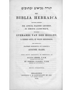 (Bible, Hebrew). Torah Nevi'im Ukethuvim