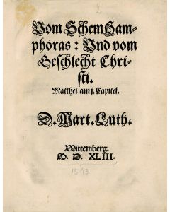 Luther, Martin. Vom Schem Hamphoras.