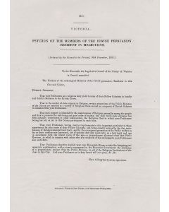 Parliamentary Paper: Petition of the Members of the Jewish Persuasion Resident in Melbourne.