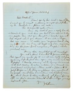 Eckman, Julius (1805-74). Autograph Letter Signed written to Isaac Leeser, in English and few words in Hebrew.